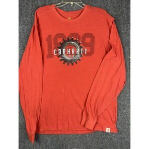 Carhartt "ESTABLISHED 1889"LS T-Shirt Red Graphic Print Relaxed Fit Mens L